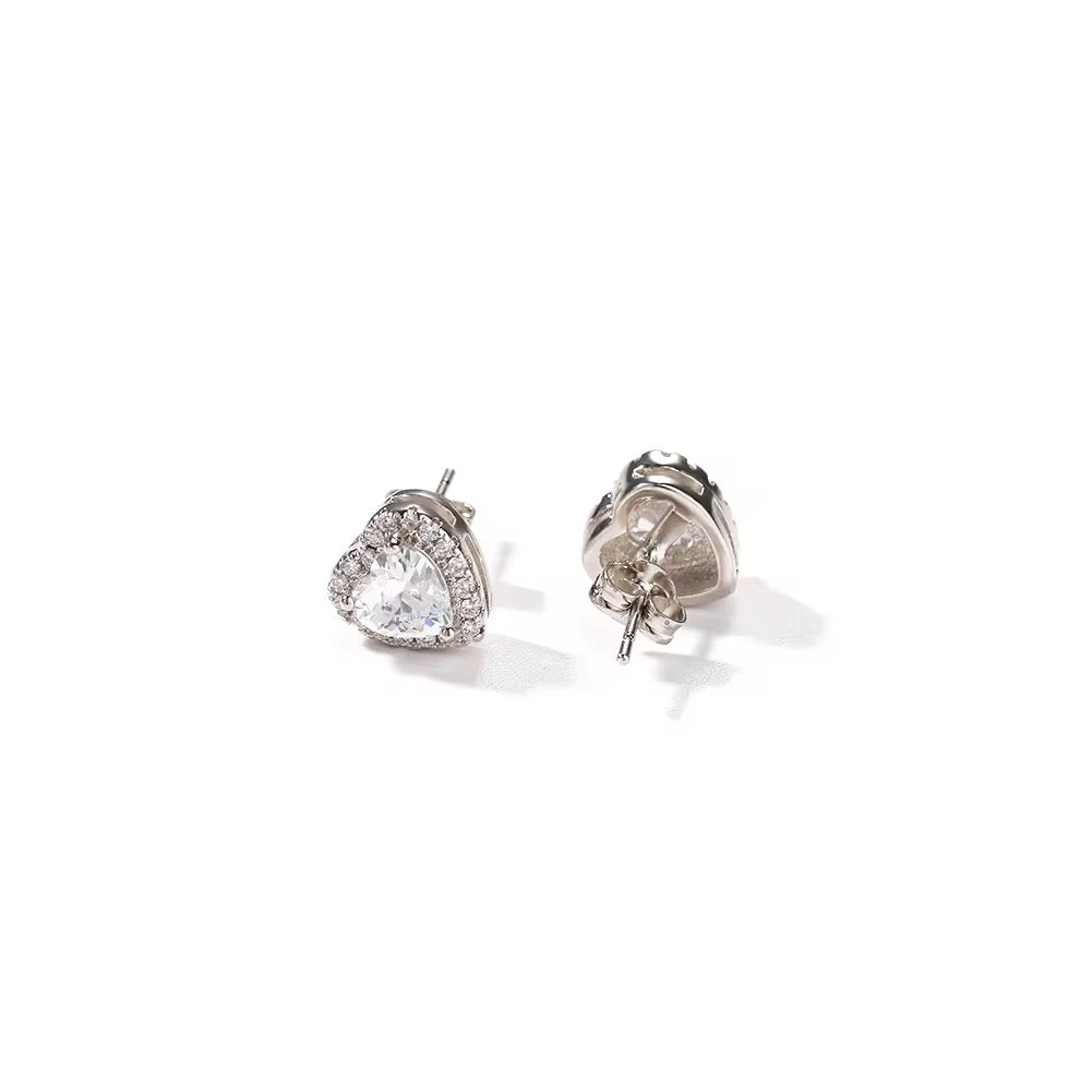 Diamond Heart earrings "SILVER"
